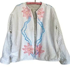 Handmade upcycled coat made from vintage chenille textile.